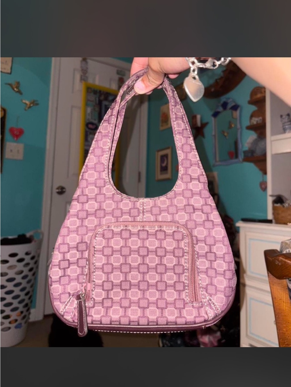 Vintage Y2K 2000s Nine West Baguette Mini Bag Deep Maroon/Plum Purple Color